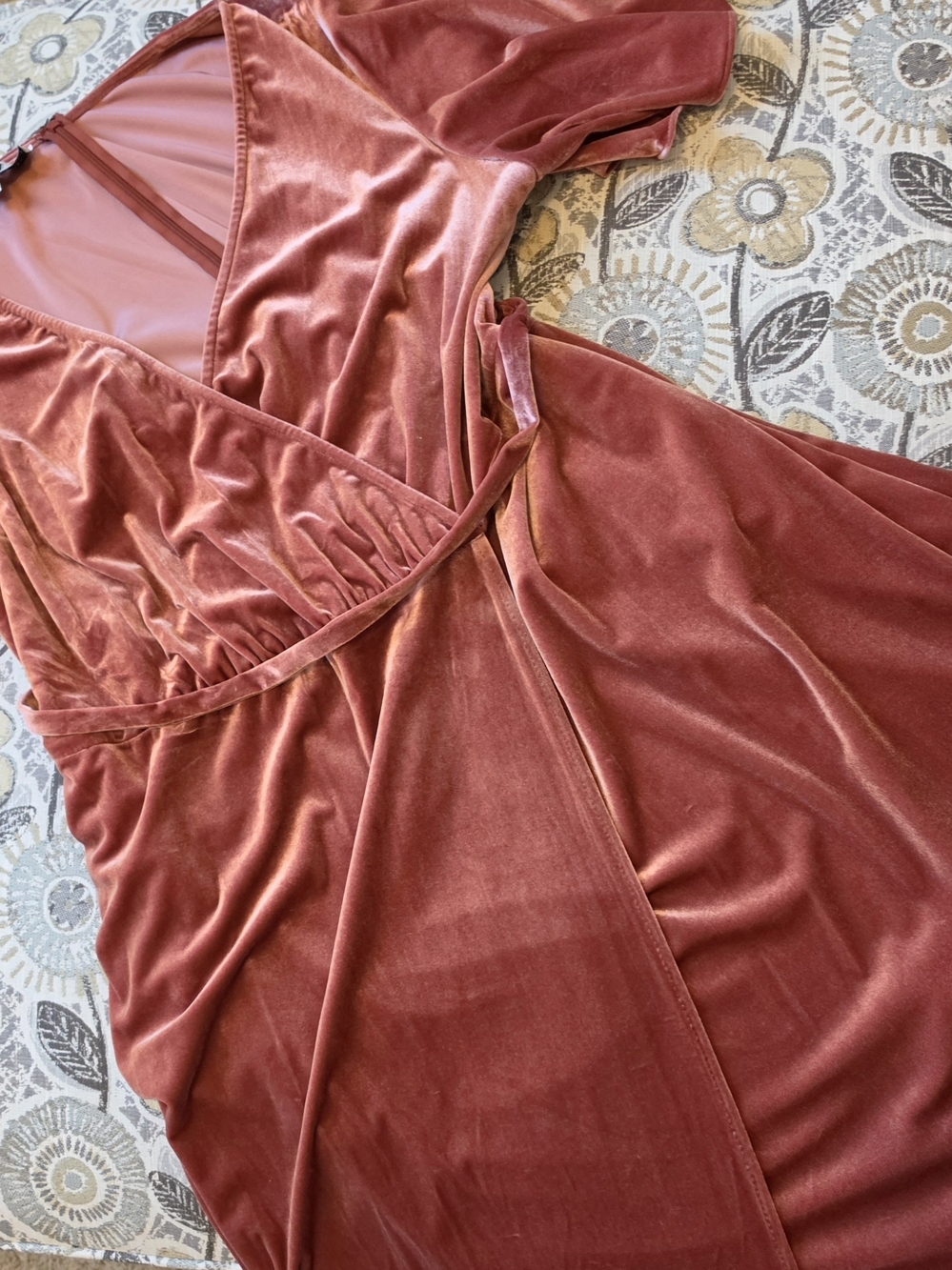 Velvet Wrap Maxi Dress in Dusty Rose